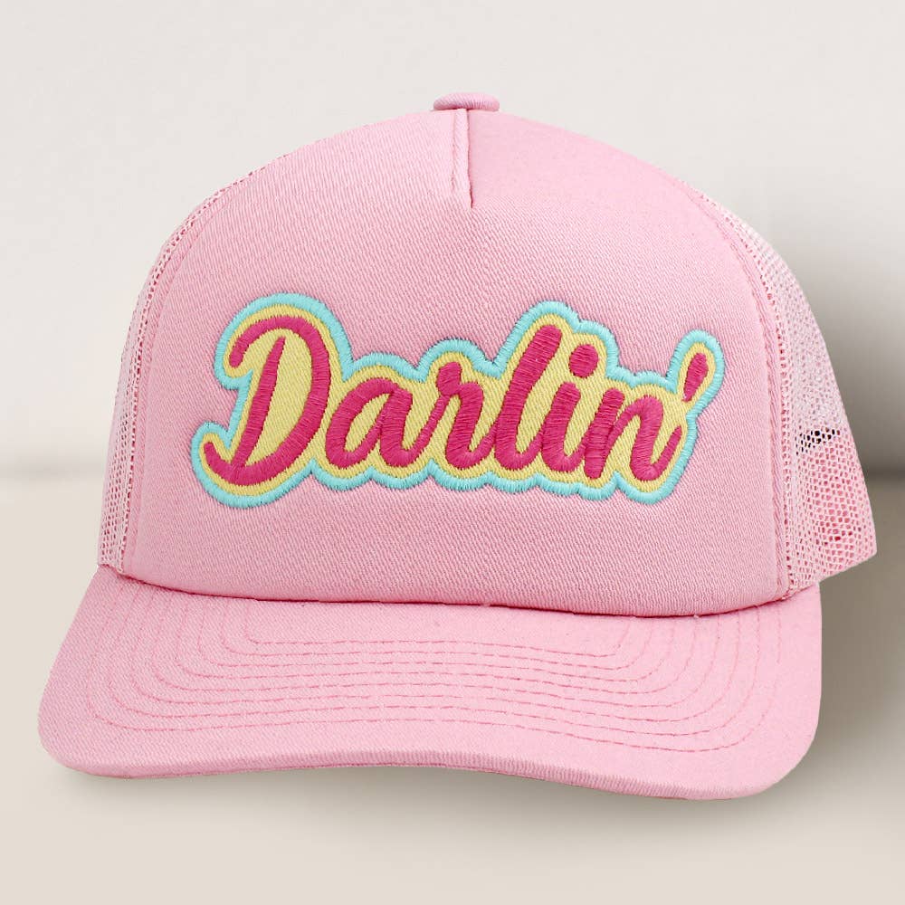 DARLIN Message Mesh Back Baseball Cap: Pink