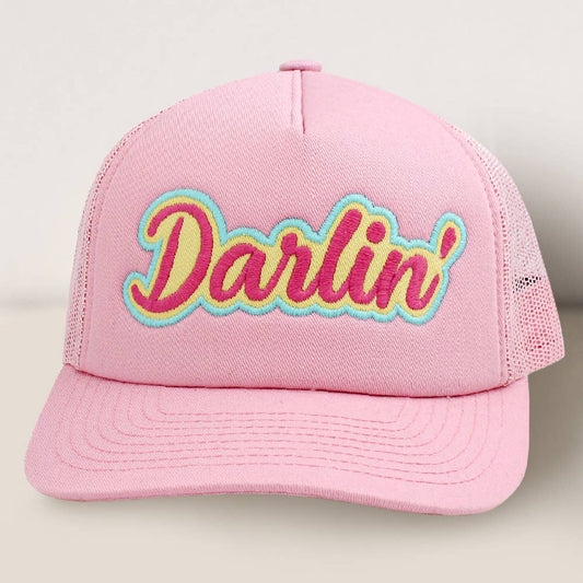 DARLIN Message Mesh Back Baseball Cap: Pink