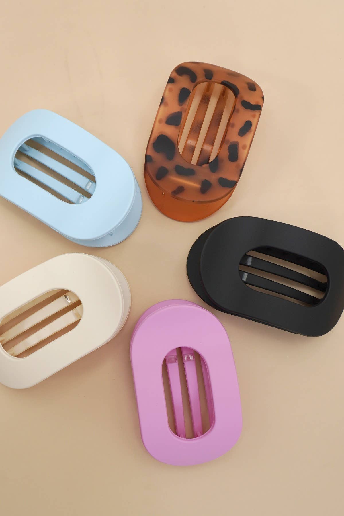 Jumbo Lay Flat Oval Hair Claw Clips Secure Styling | 40H982: SPRING PINK