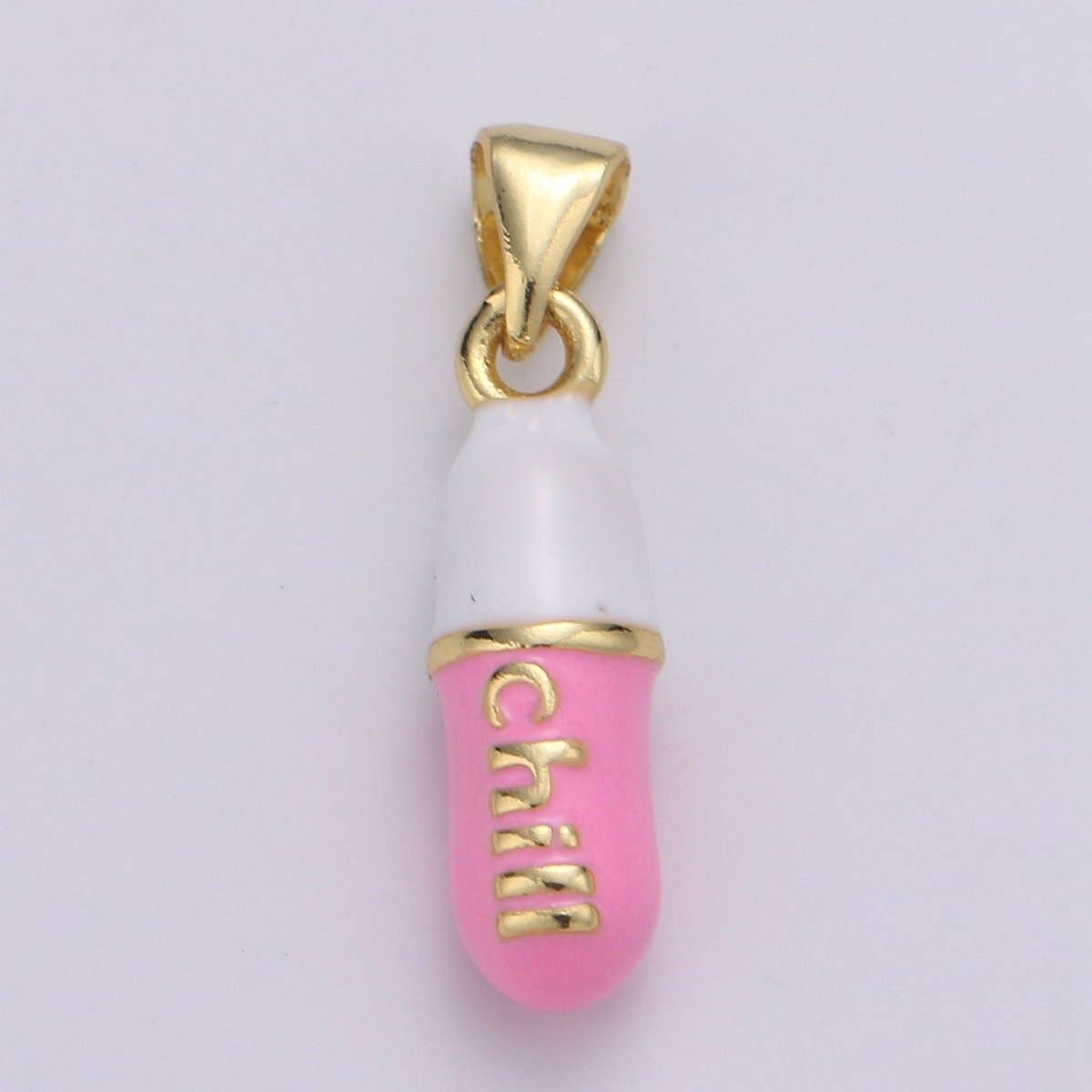 Mini 24K Gold Filled Pill Bar Charm Enamel Pink Love Chill Happy Pill Pendant for Bracelet Necklace Earring Component Supply 23x5mm J-203~J-207,J-209~J-213,J-244~J-248: Chill Teal