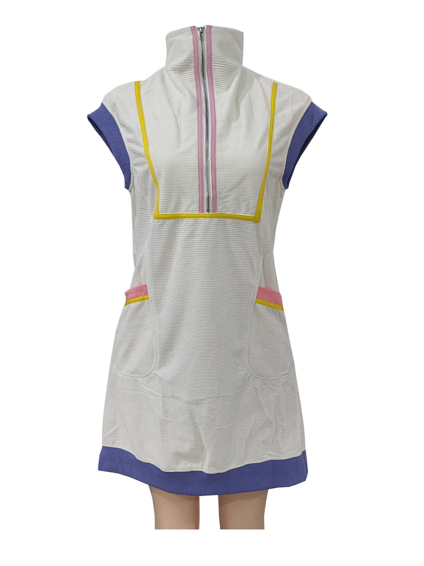 Elegant Color-Block Loose Dress: White / L