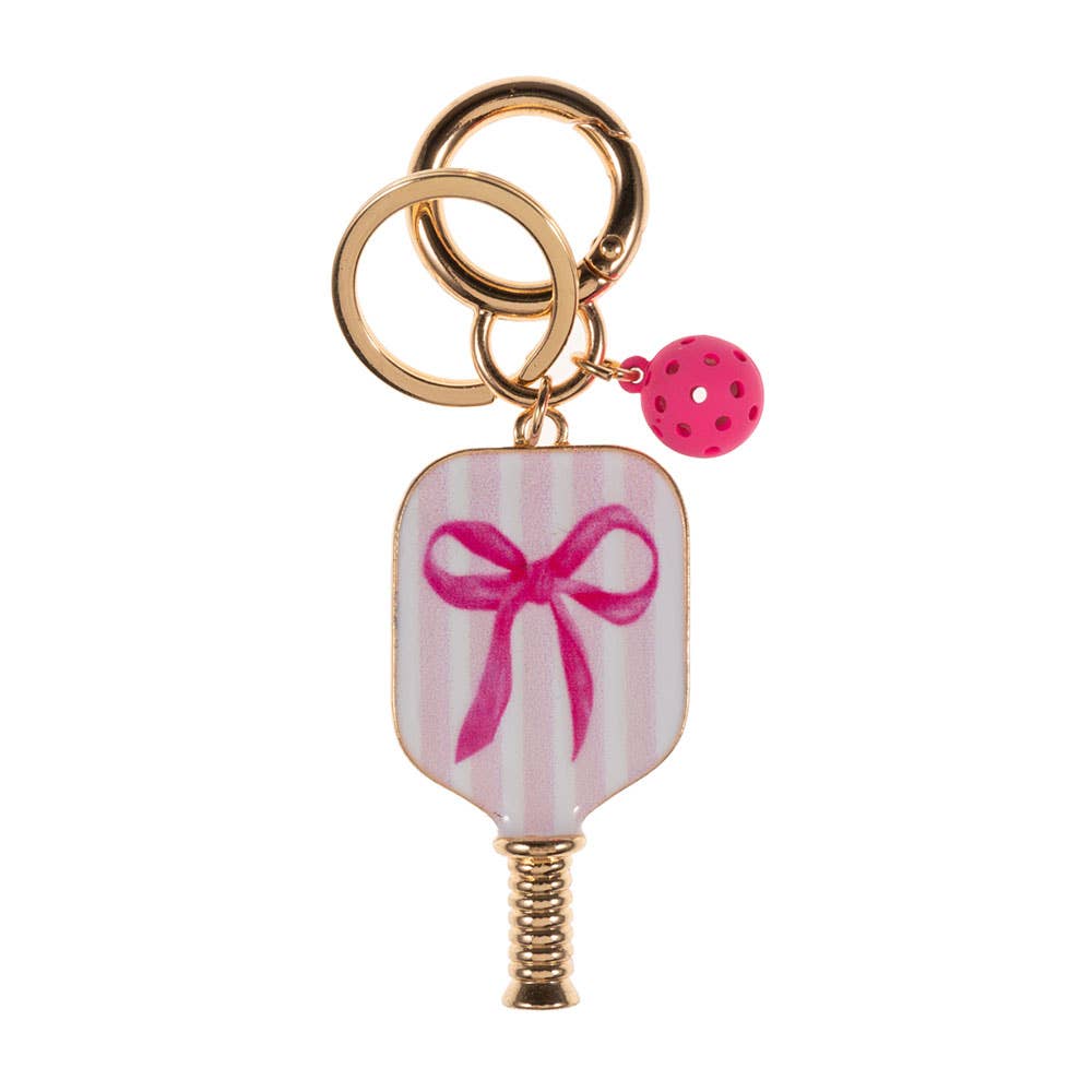 Enamel Bow Pointed Pickleball Paddle Keychain / Bag Charm
: Blue