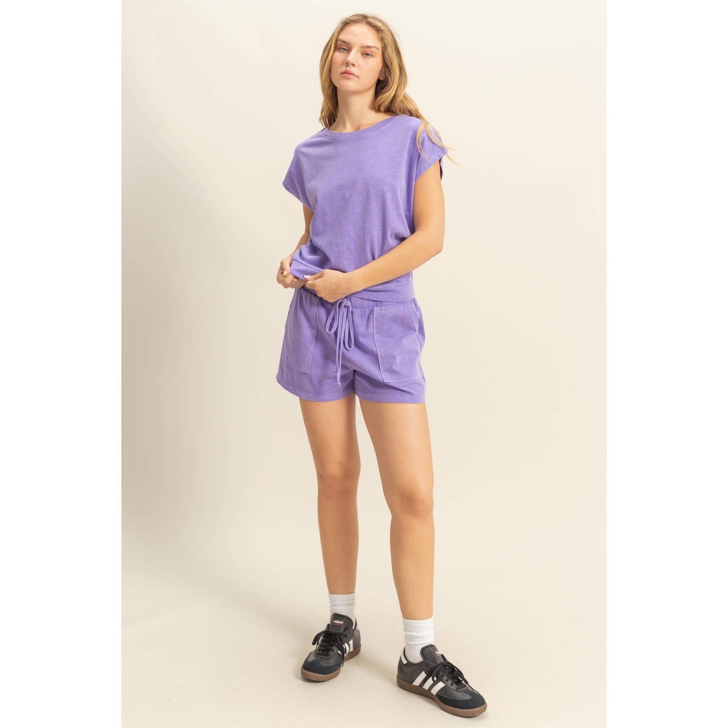 DZ25A913-SET-Matching Top And Shorts Set: ORANGE / S-M-L(2-2-2)