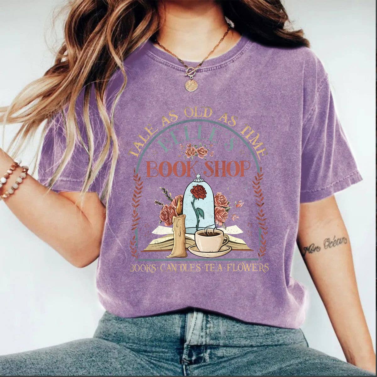 Fairy tales rose Graphic t-shirt: Purple / M
