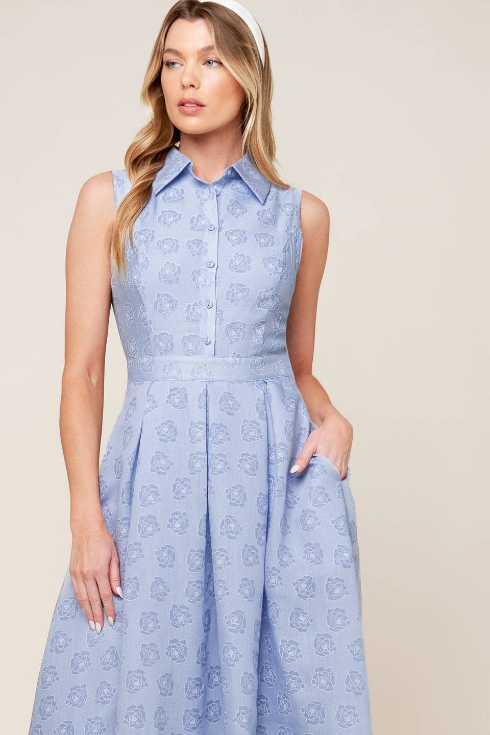 A woven midi dress - ID22241: SLATE BLUE / Contemporary / M