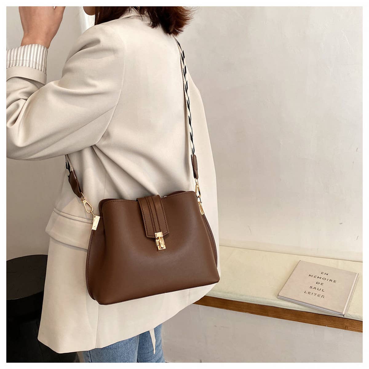 Women Retro Shoulder Bucket Bag_Cwab1552: BROWN / OS