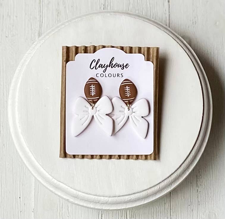 Football & Bow Earrings   : Navy