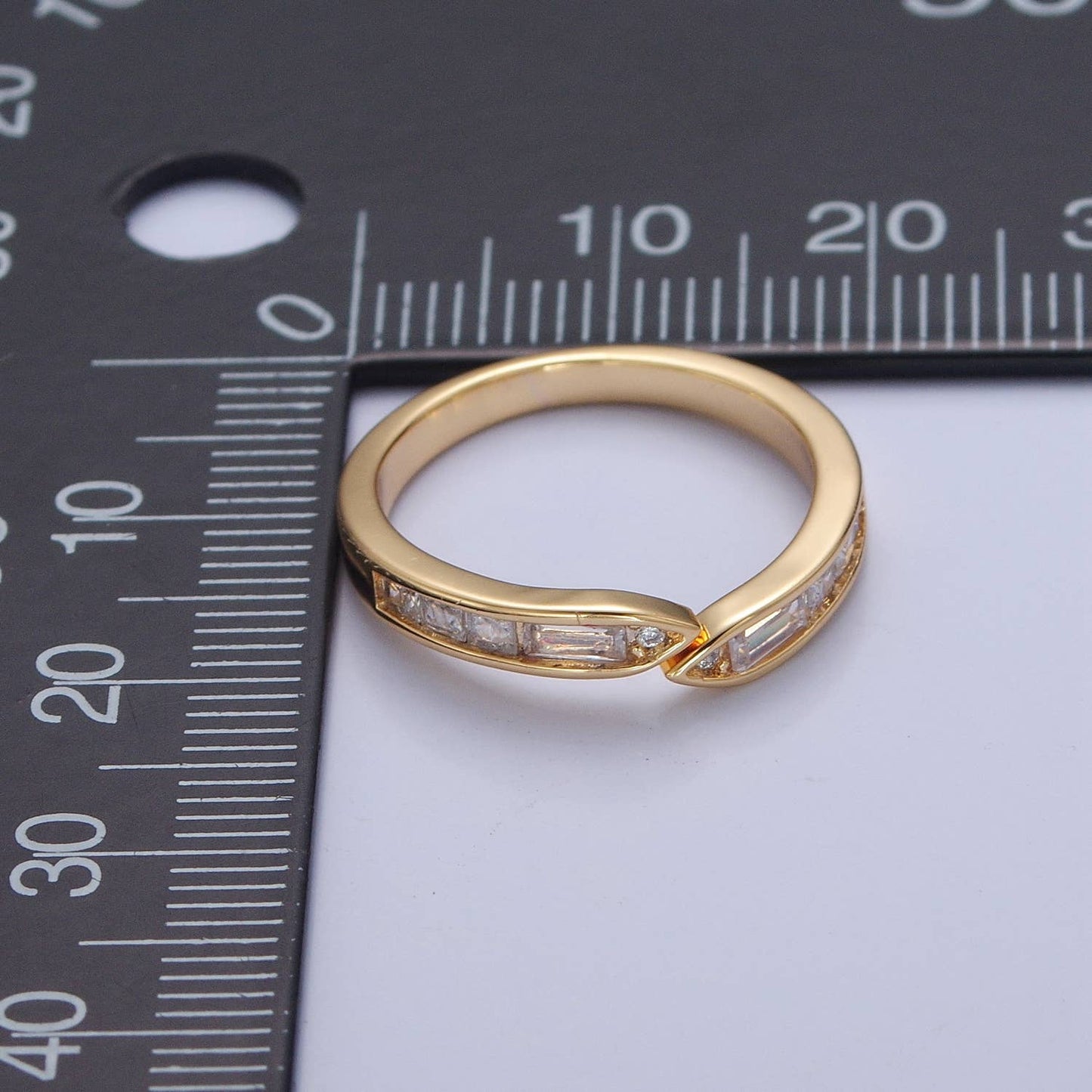 Minimalist Baguette Round Geometric Adjustable Ring O2193