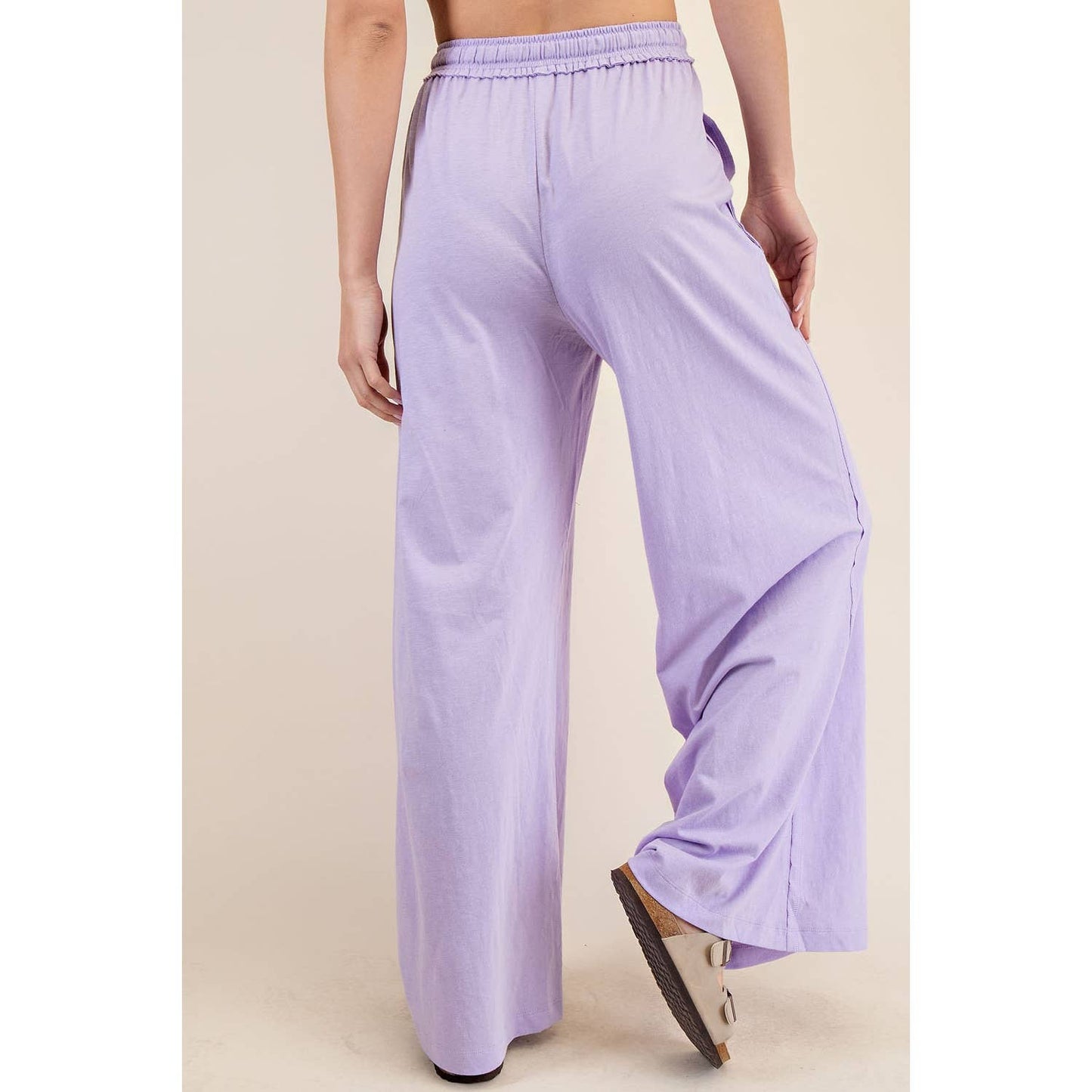 COTTON SLUB LOUNGING WIDE PANT: Espresso