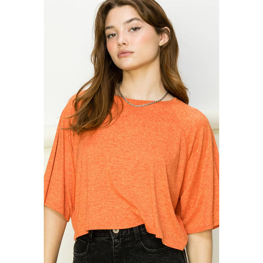 DZ22E572-Round Neck Top With Elbow-length Sleeves: FLARE / S-M-L(2-2-2)