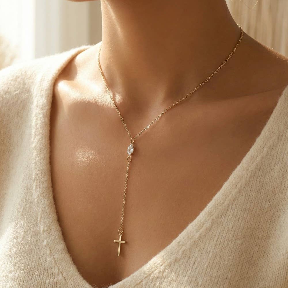Cross Pendant Y Chain Necklace: S