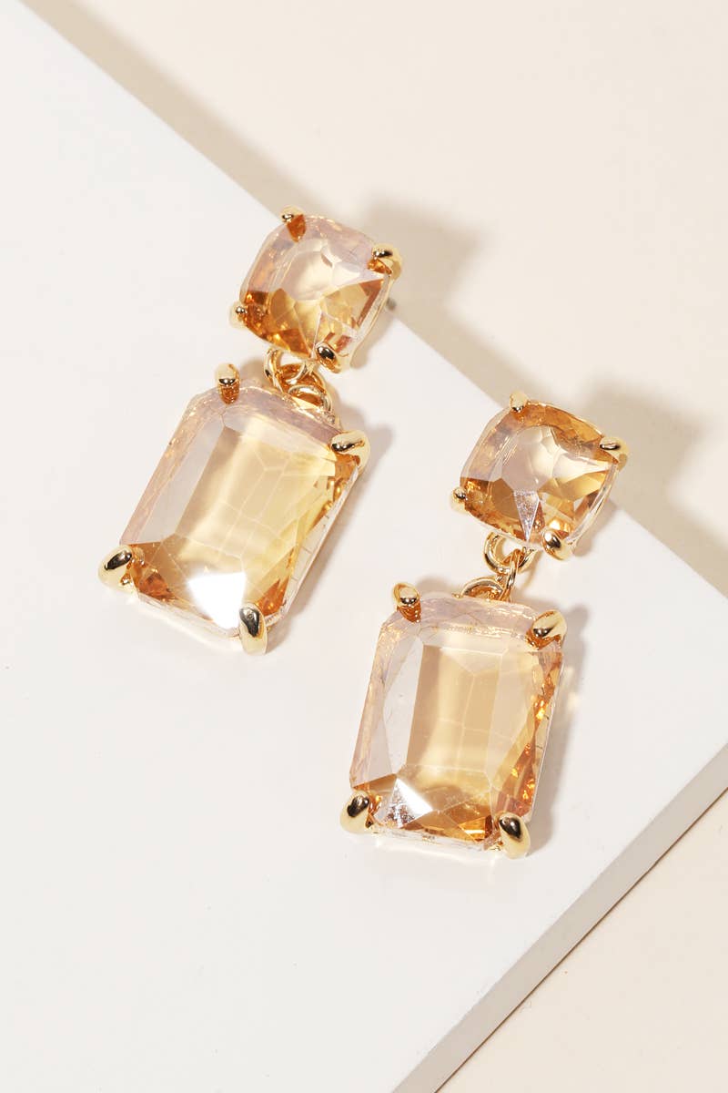 Rectangle Crystal Drop Earrings: GCL