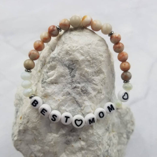 BEST MOM Stone Beaded Stretch Braclet