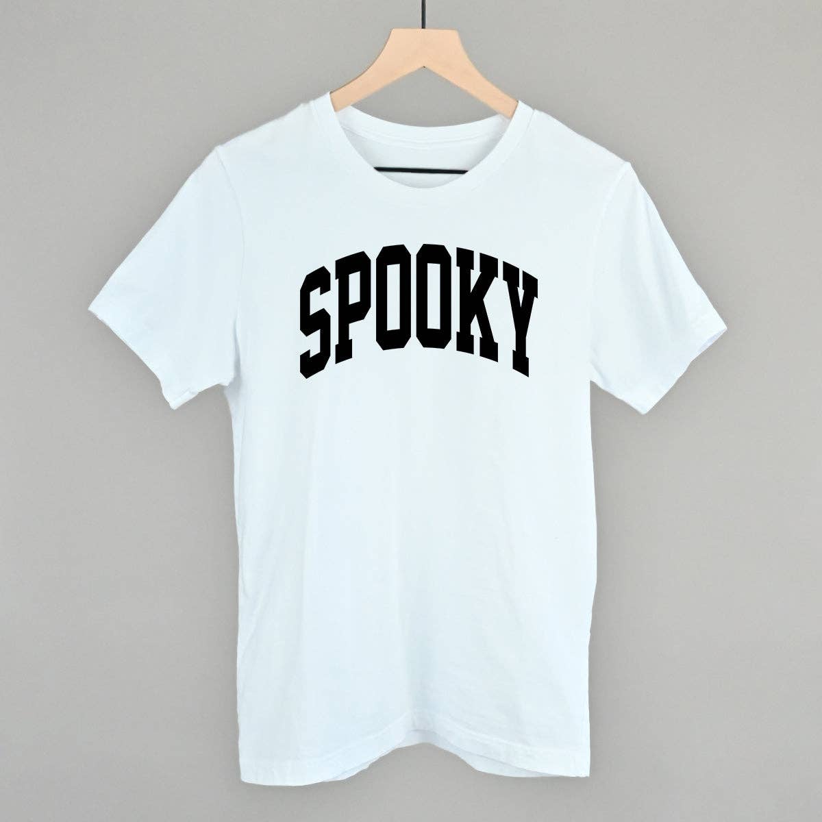 Spooky Arch (Black): Heather Grey / M / Oversized Varsity Crew