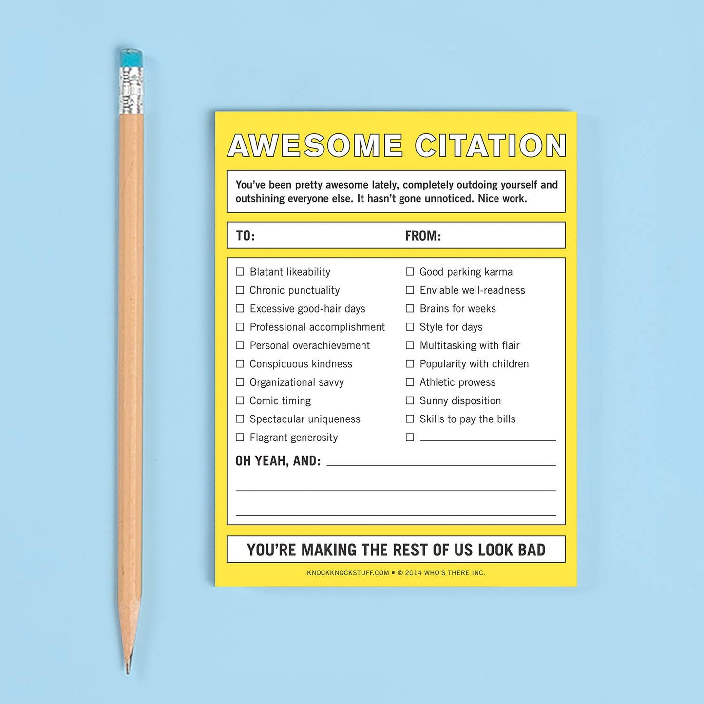 Awesome Citation Nifty Note Pad (Yellow)
