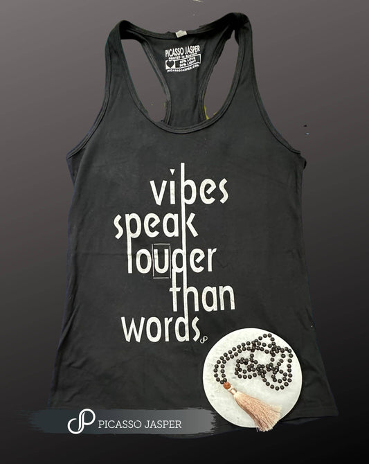 Vibes Speak Lounder Than Words - Yoga/Racerback Tank: Small