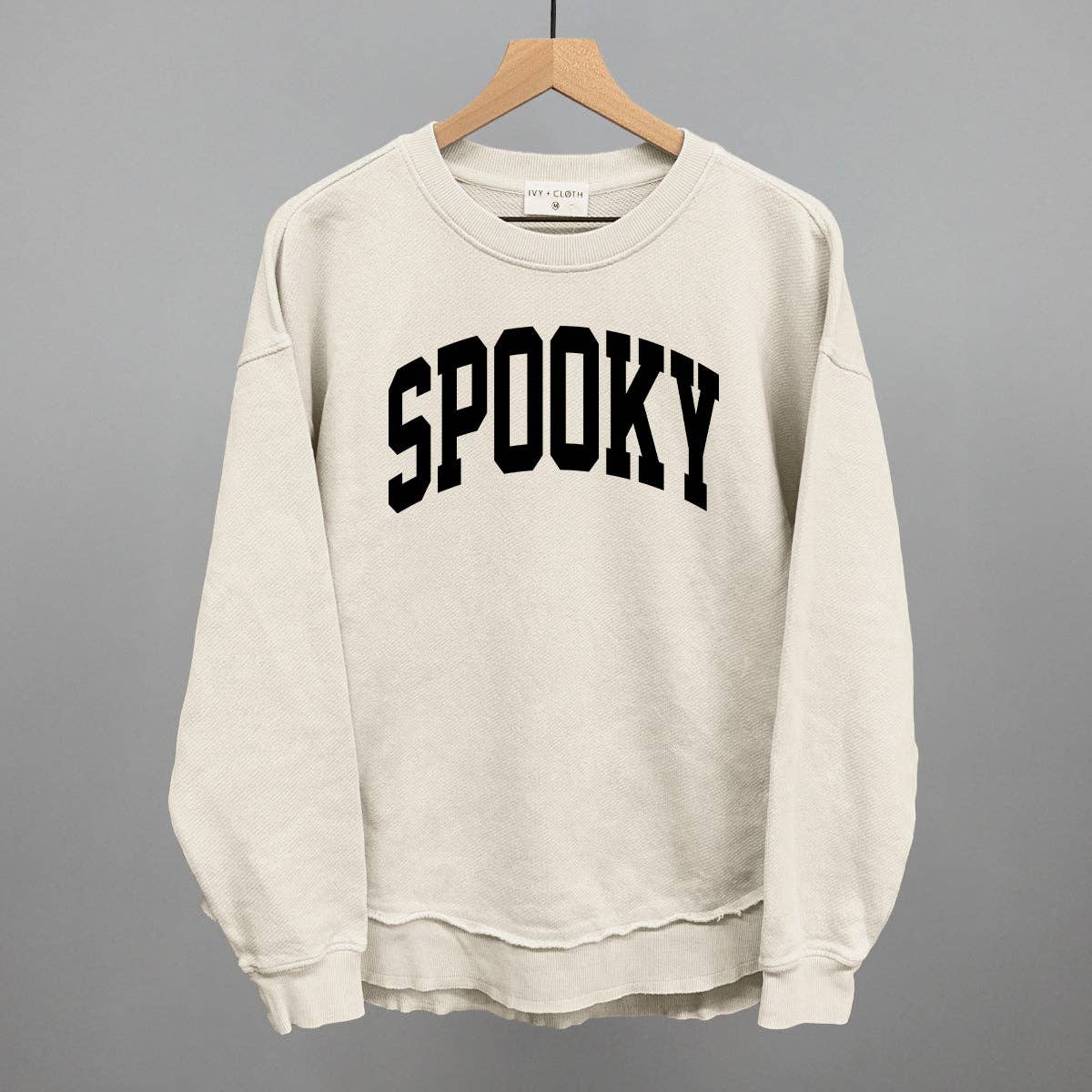 Spooky Arch (Black): Heather Grey / XL / Oversized Varsity Crew