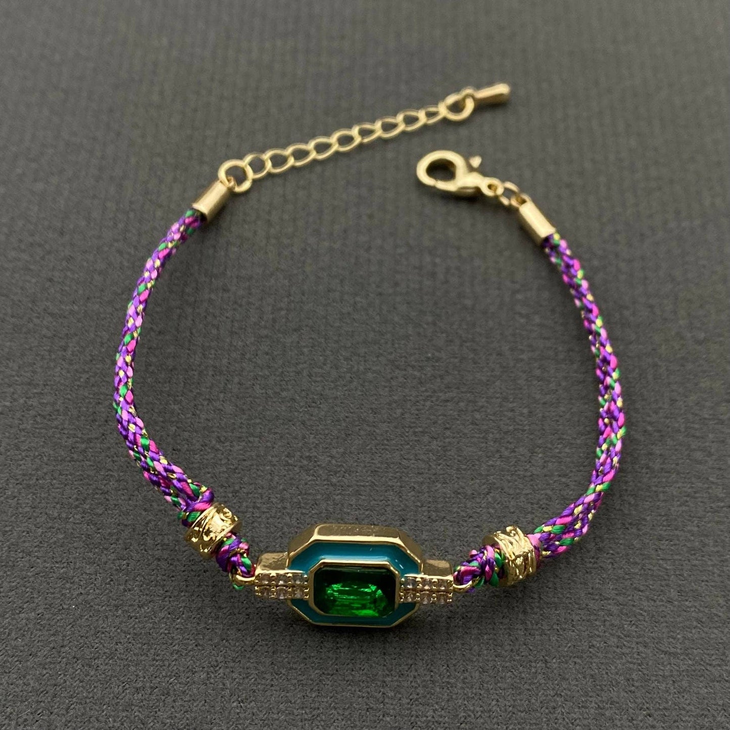 Boho zircon & Rhinestone Enamel Charm Rope Bracelets: A