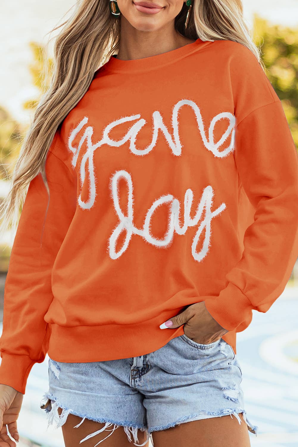 LDC Fall Clothing Game Day Drop Shoulder Graphic Sweatshirt: Black / M