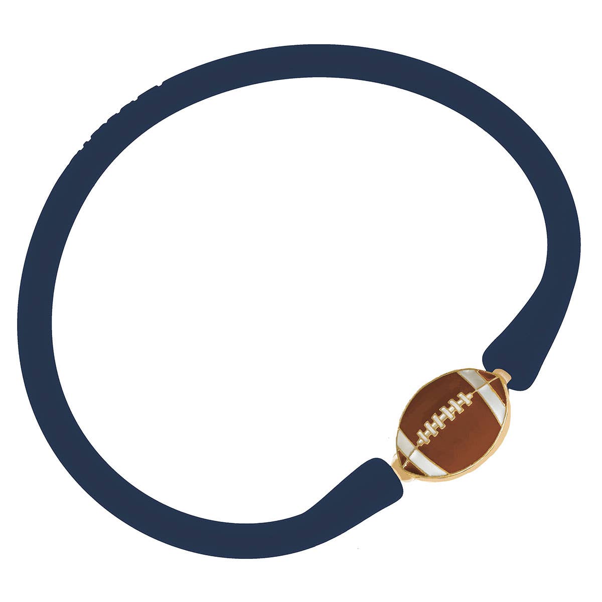 Enamel Football Silicone Bali Bracelet: Navy