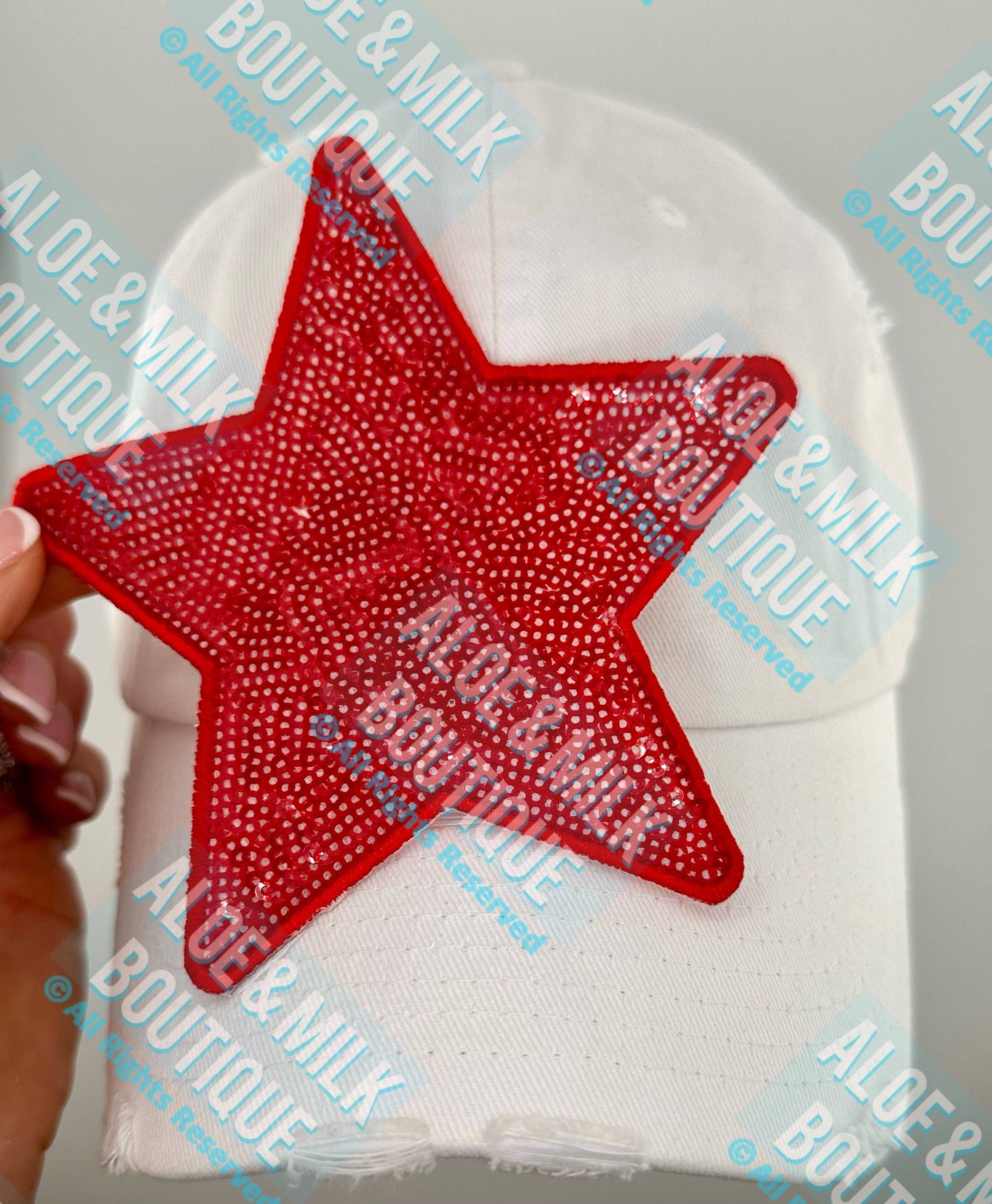 New Sequin Star Large, sequin star patch, cheer patch: Red