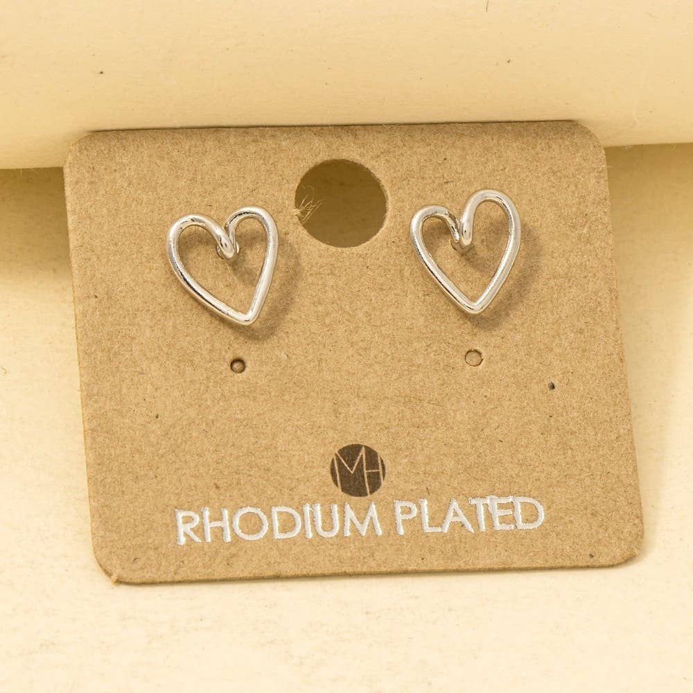Gold Dipped Wire Heart Stud Earrings: G