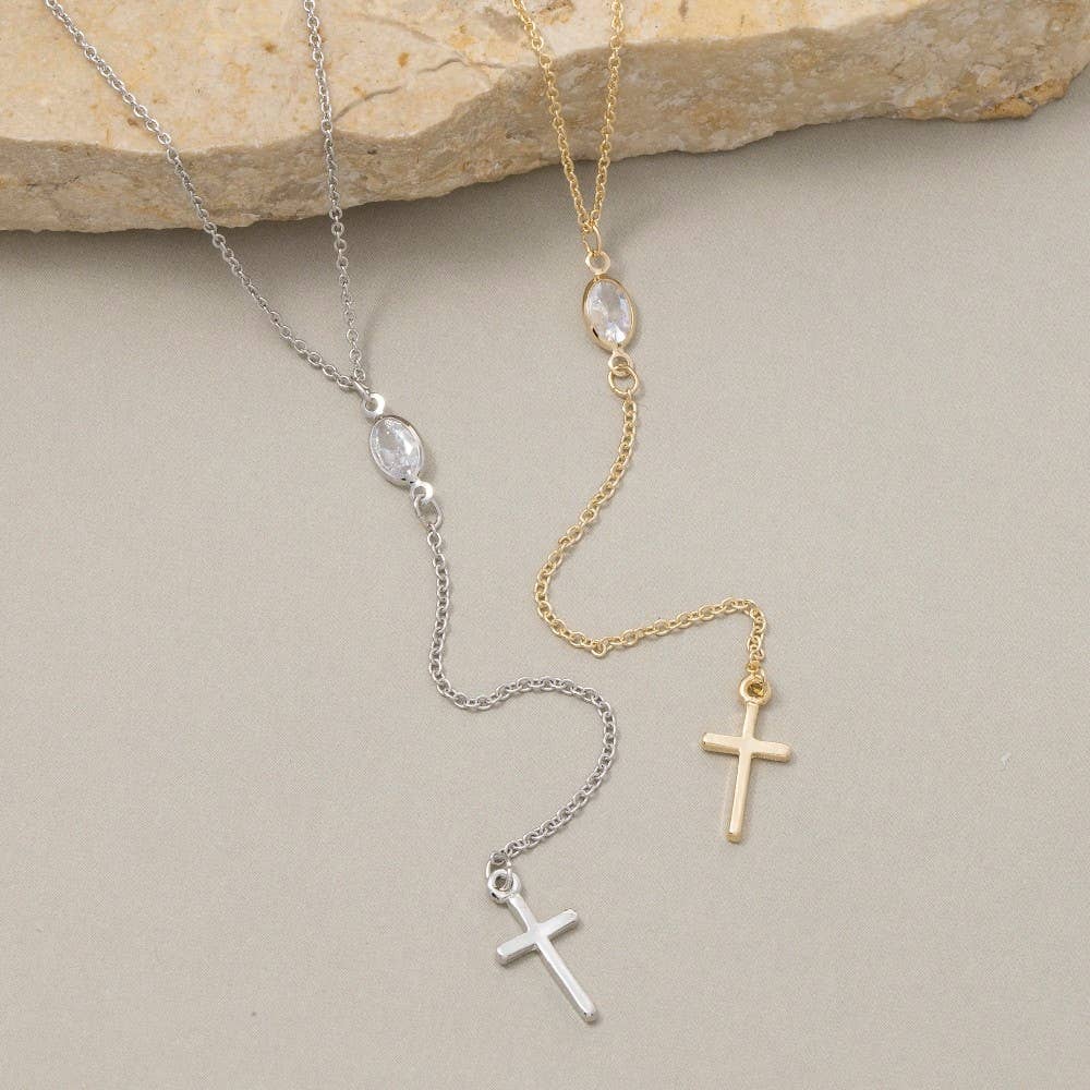 Cross Pendant Y Chain Necklace: S