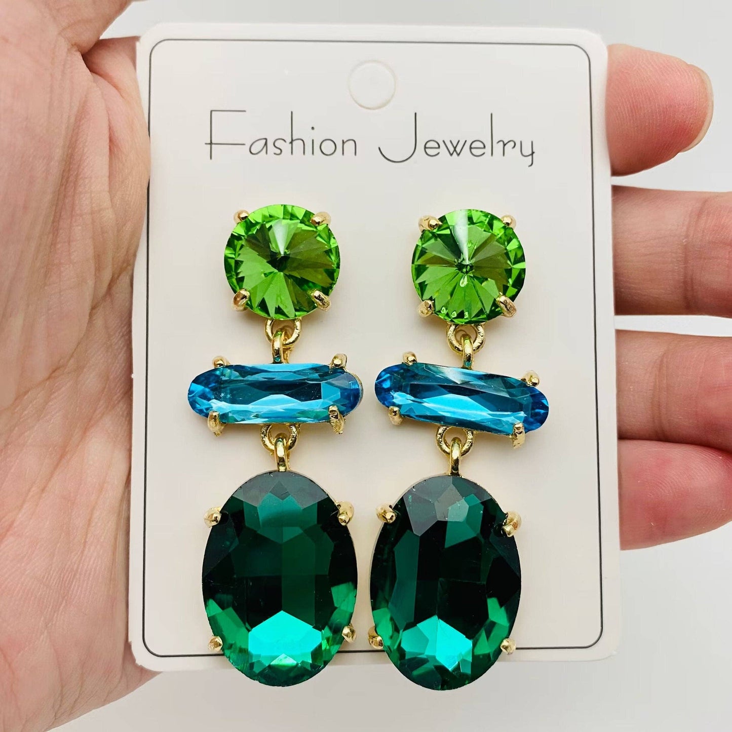 Women's Fashion Glass Earrings: White drill