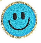 Smile Face Iron On Gold Glitter Patches: Pink