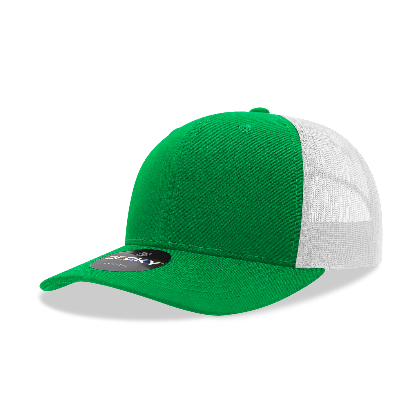 Decky 6021 Classic Trucker Hat, Mid Pro Trucker, 6 Panel Cap: Kelly/White