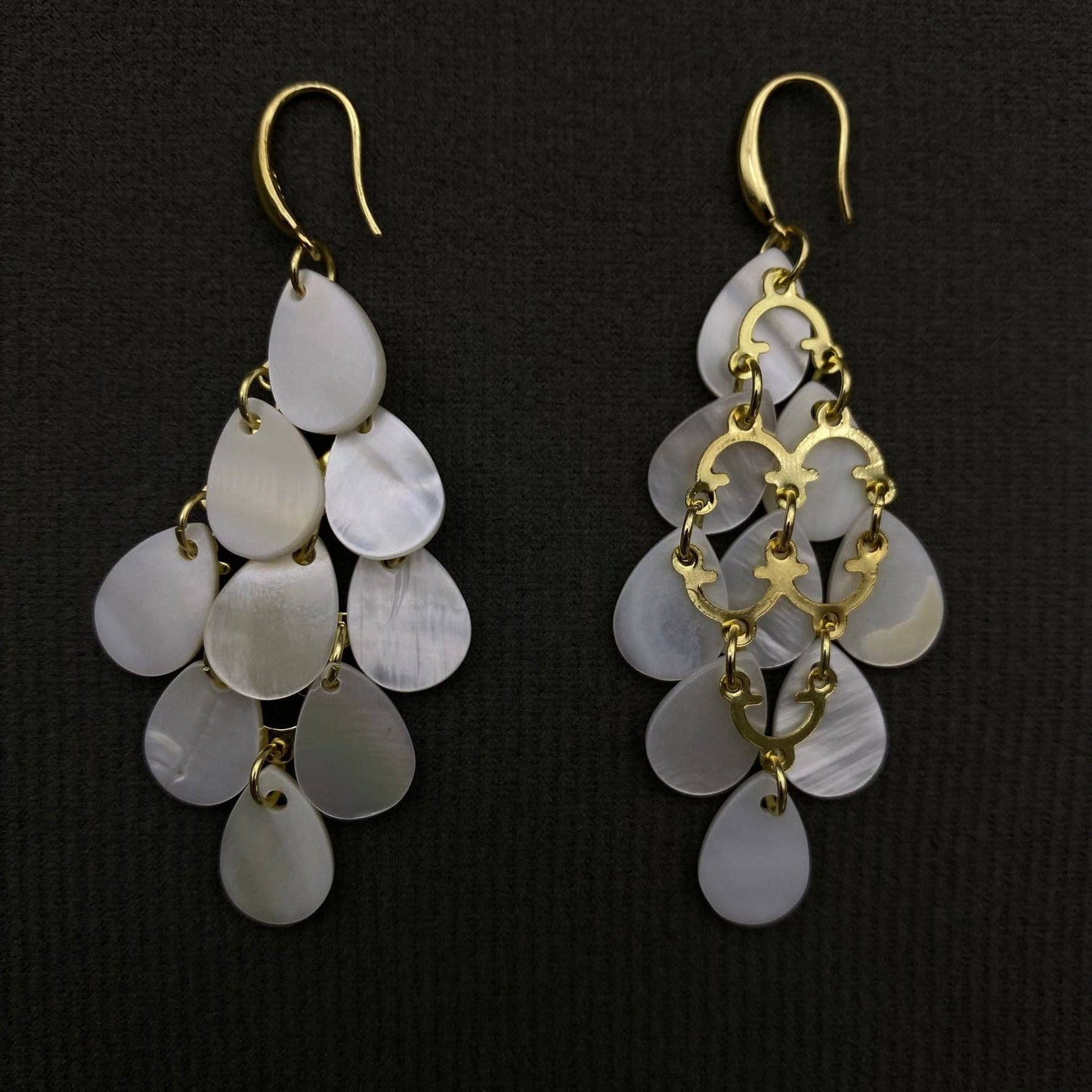 Droplet Shape Shell Tassel 18K Gold Plated Dangle Earrings