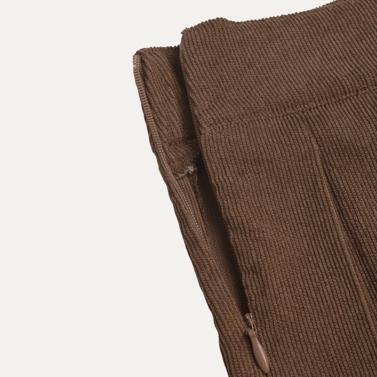Trendy Corduroy High-Waisted Pleating Mini Skort: Coffee / M