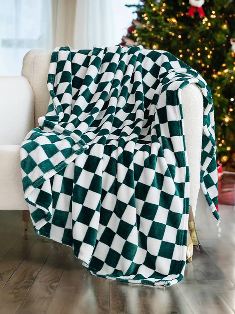 Checkerboard Printed Soft Throw Blanket 47*78 inch | 7 Color: Black