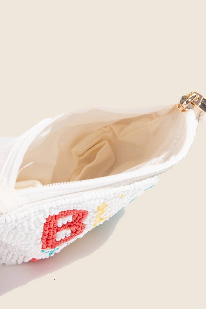 Best Teacher Ever Seed Beaded Coin Purse: MULTI