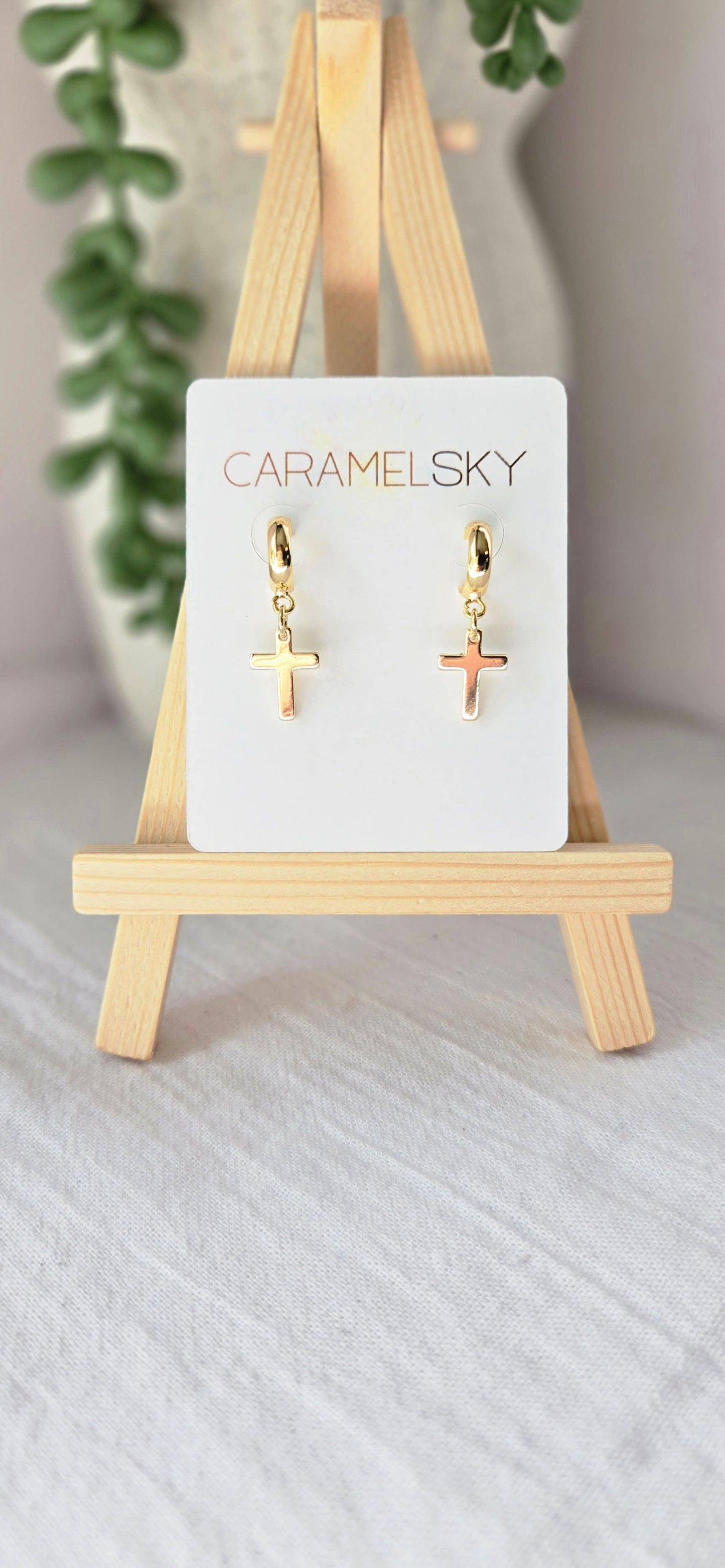 Dainty 18K Gold Cross Earrings | Gold Cross Earrings