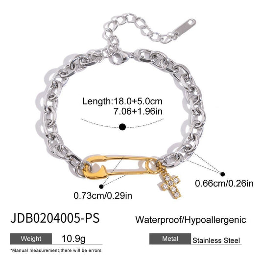 Two-Tone Stainless Steel Paperclip Bracelet,Luxury: TYPE1 / OS