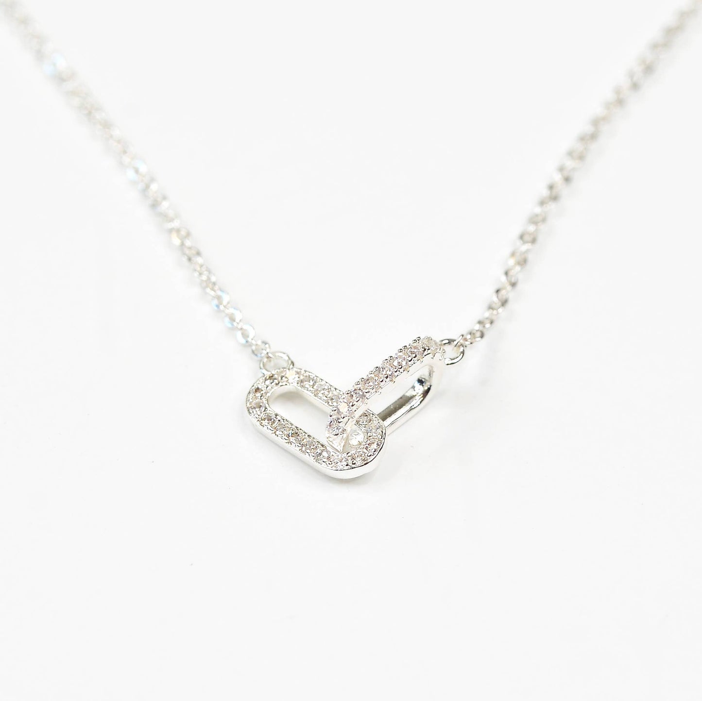 Diamond Linked Necklace, Chain Link Jewelry, Necklace: Silver