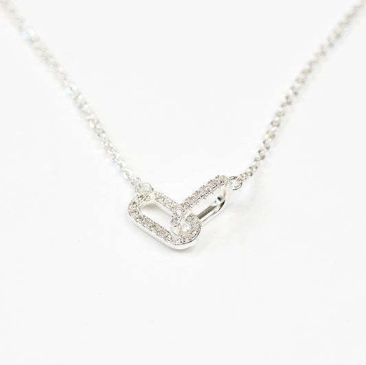 Diamond Linked Necklace, Chain Link Jewelry, Necklace: Silver