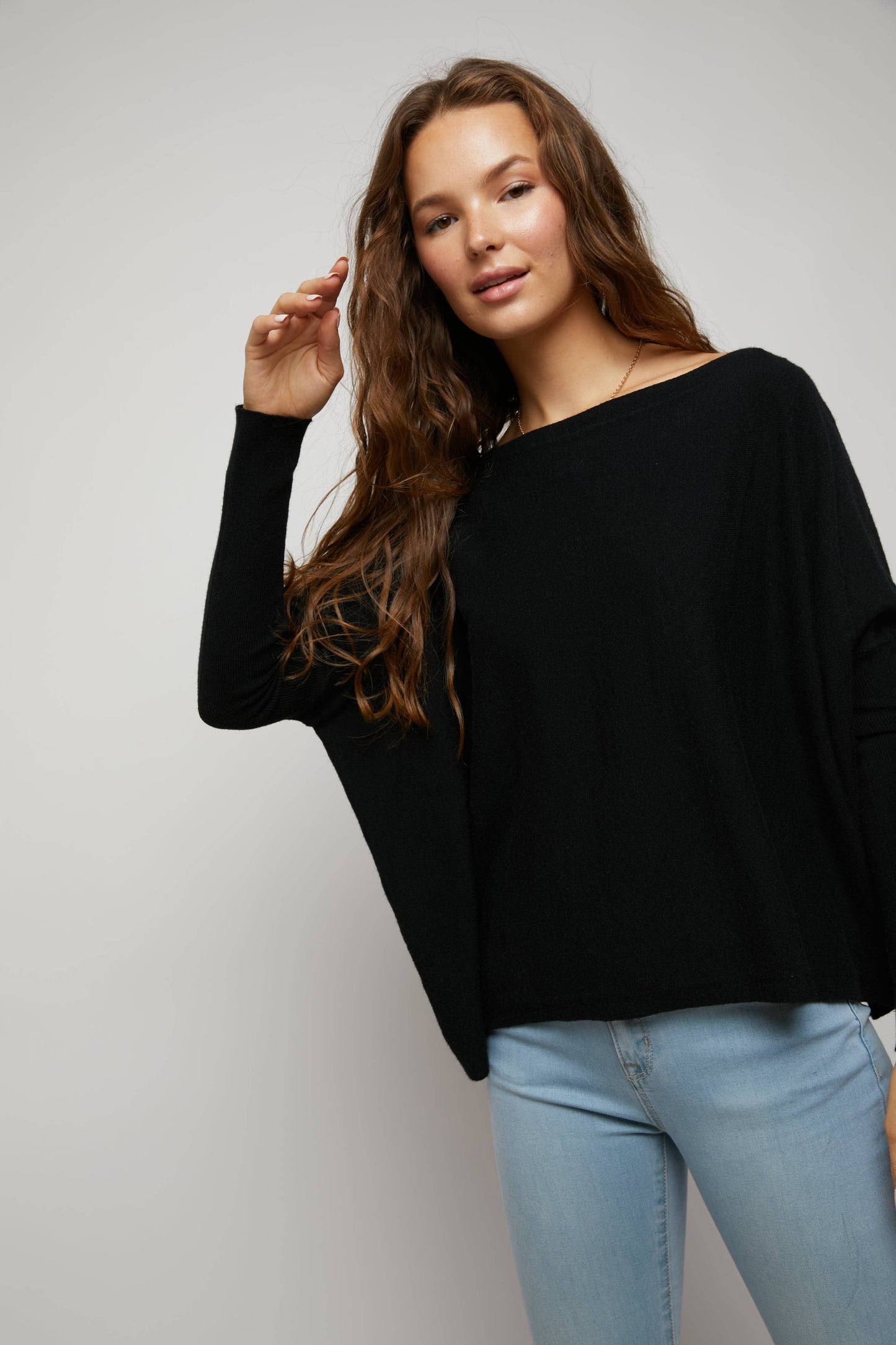 BOAT NECK TIGHT SLV BOX SWEATER TOP: PEAR / M