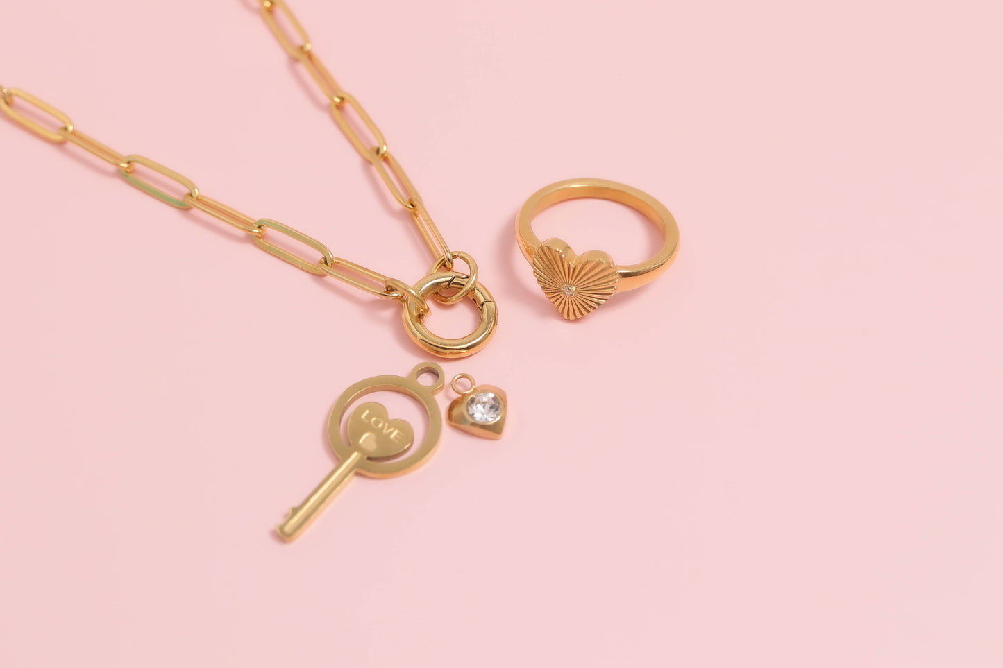 Stainless Steel Paperclip Carabiner Charm Holder Necklace: Stainless / 16"+2"