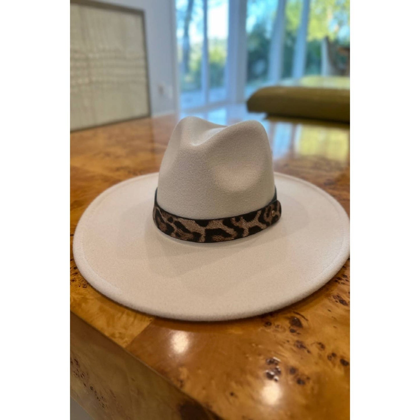 VEGAN FELT PANAMA HAT WITH ANIMAL PTIONY BELT : WINE / ONE SIZE