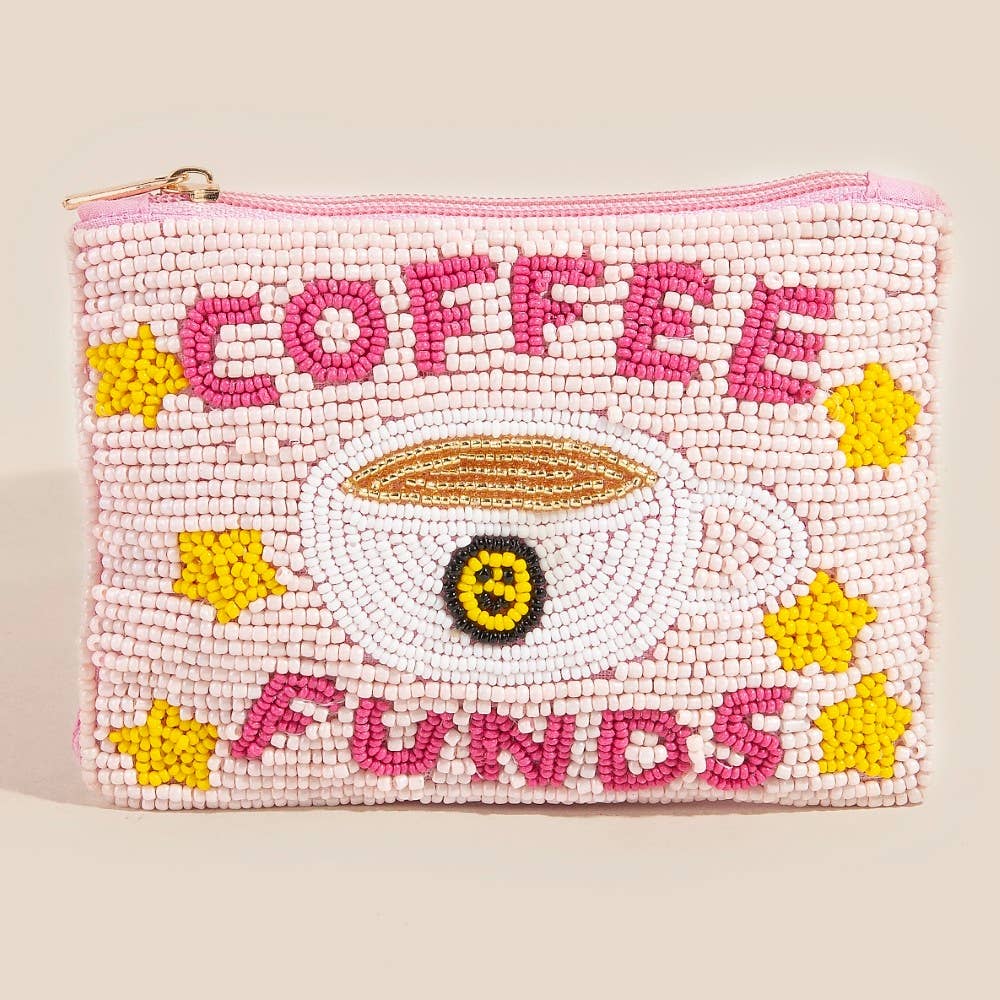 Coffee Funds And Stars Seed Beaded Coin Purse: MULTI
