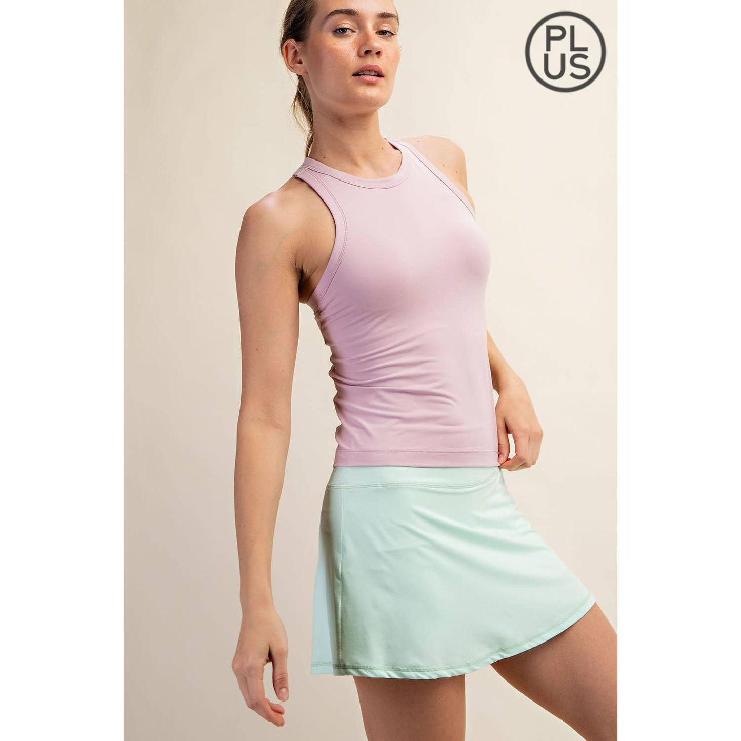 PLUS SIZE BUTTER SLEEVELESS RACER BACK TANK TOP: Mauve Peony / 1X-2X-3X(3-2-1)