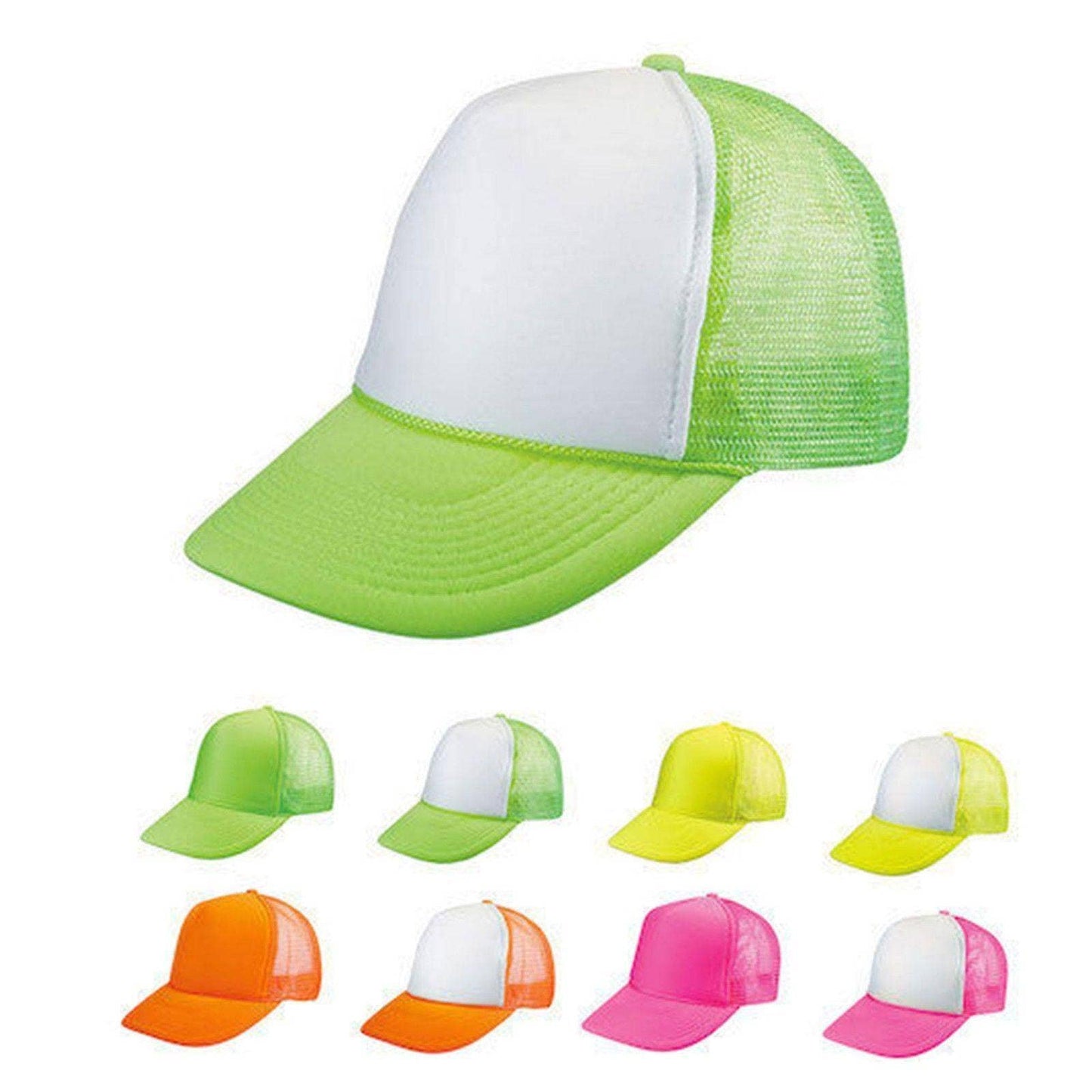 Nissun Neon Color Foam Mesh Trucker Hats Caps, Blank Two Tone Snapbacks: Neon Pink