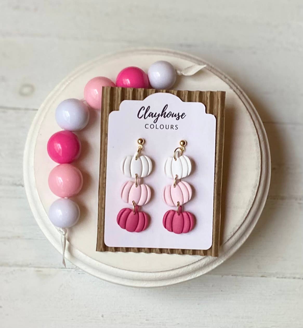 Pink Ghost & Pumpkin Earrings: Silver / Hot Pink Pumpkin Hoops
