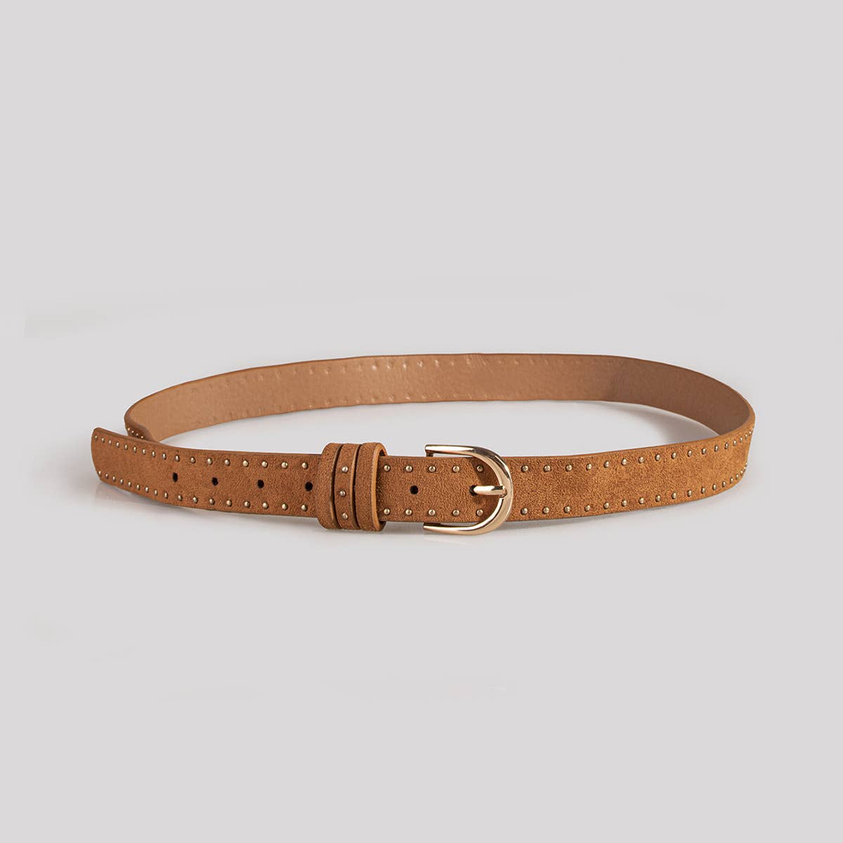 Suede Studs With Western Style Straps: Camel / M