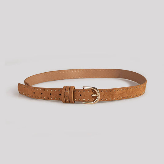 Suede Studs With Western Style Straps: Camel / M