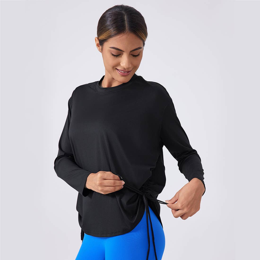 Women Loose Long Sleeve Breathable Fitness Yoga Top: White / L