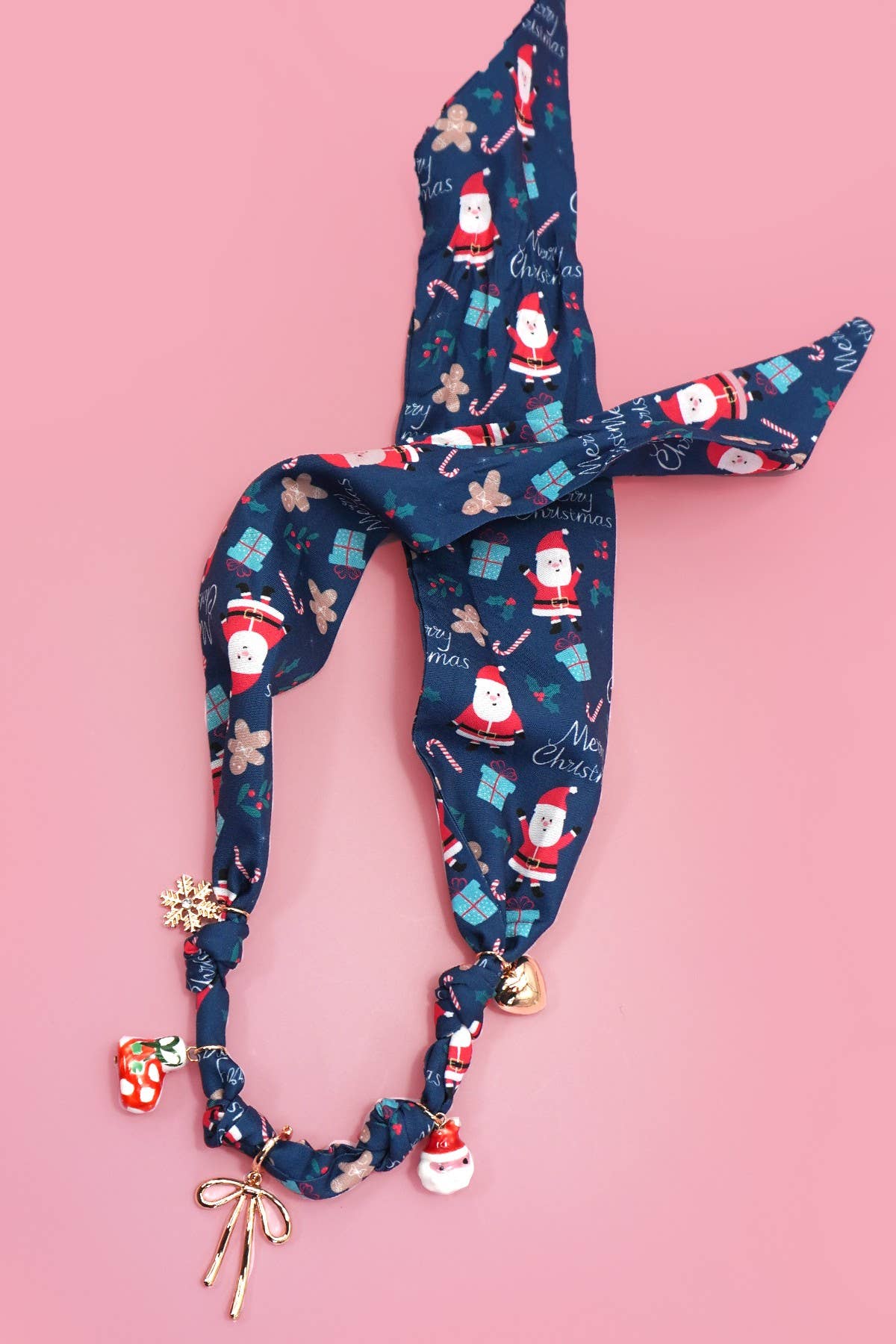 HANDMADE SCARF NECKLACE - CHRISTMAS SNOWMAN BOW | 80N91827: A