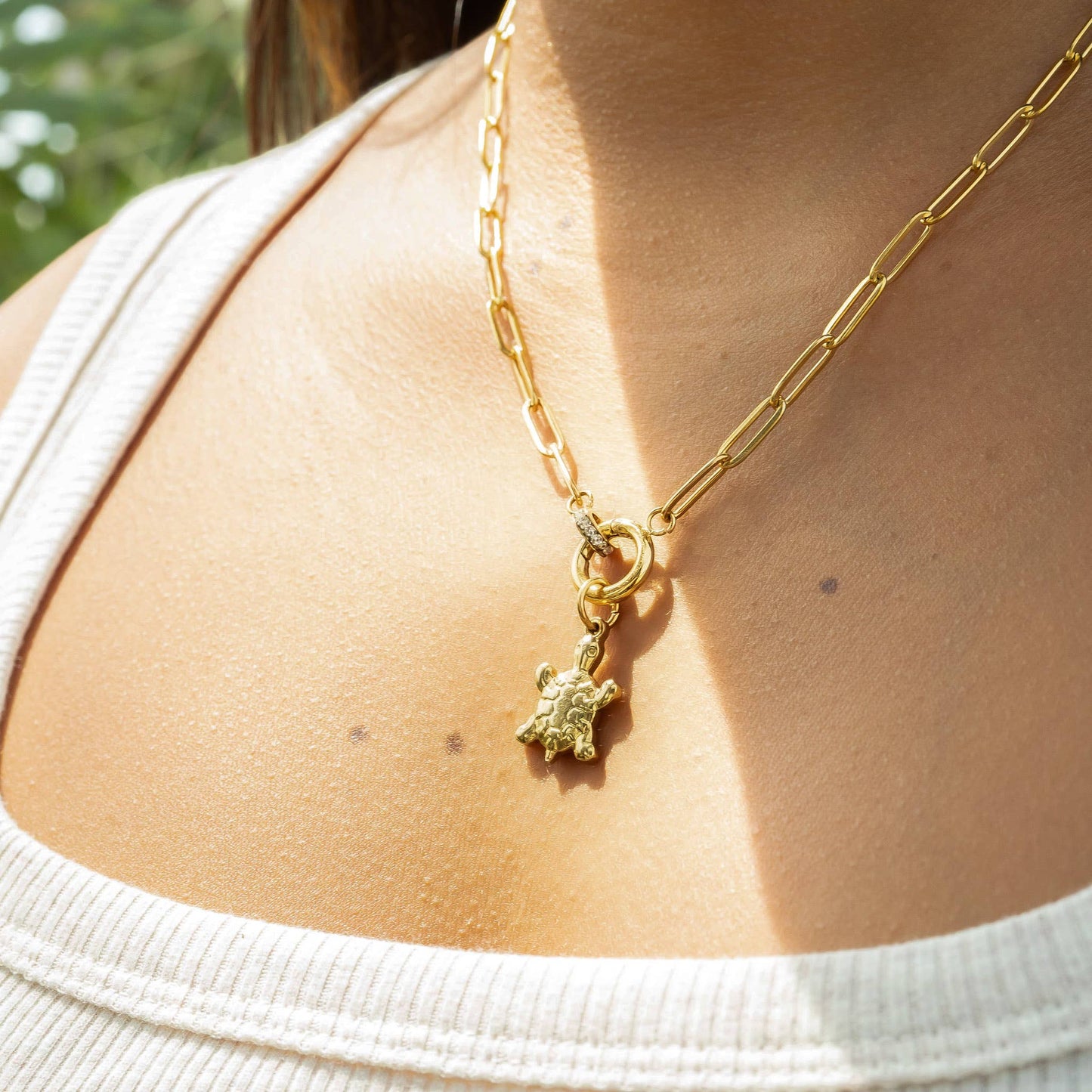 18K Gold PVD Stainless Steel Sea Turtle Charm: Gold